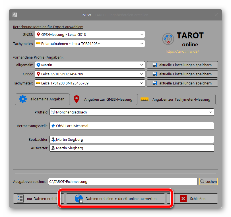 TAROT-Eingabedateien erstellen